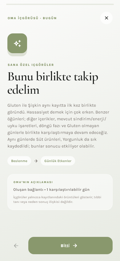 OMA uygulamasında beslenme içgörüsü